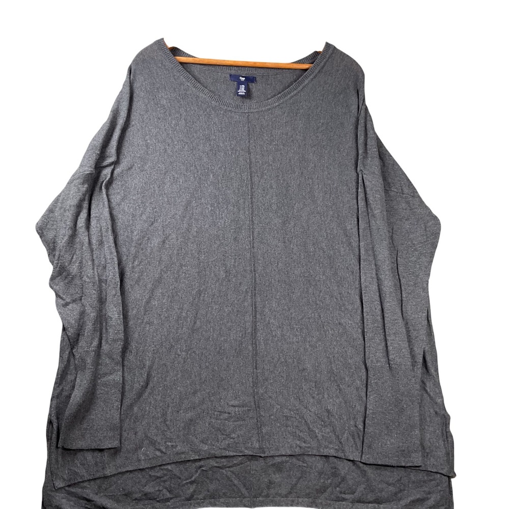 Gap Sweater Womens XXL Gray Oversized Scoop Neck Long Sleeve High Low Pullover